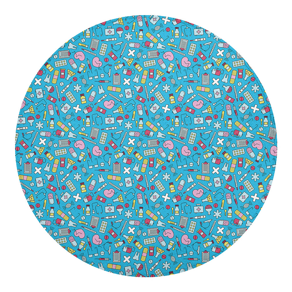 Cute Medical Pattern Print Round Blanket