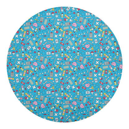 Cute Medical Pattern Print Round Blanket
