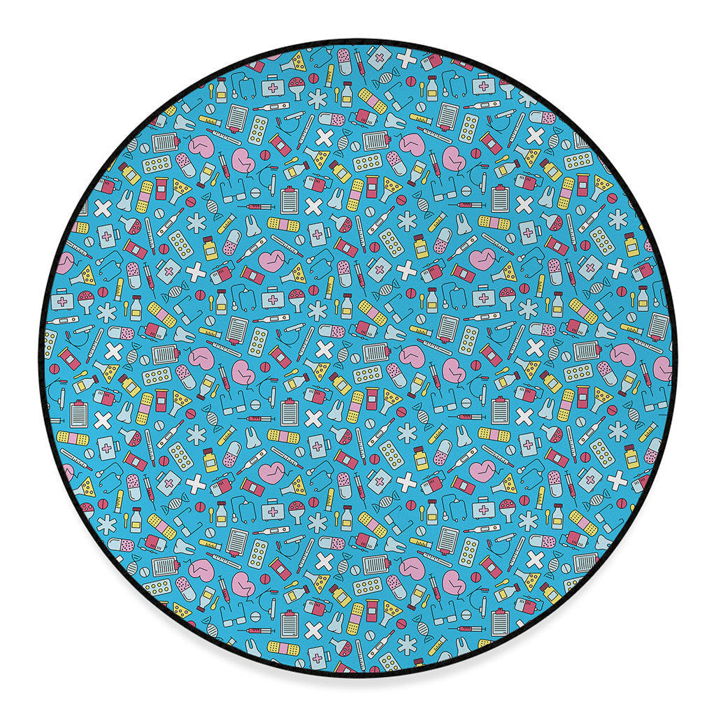 Cute Medical Pattern Print Round Floor Mat