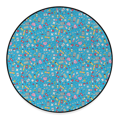 Cute Medical Pattern Print Round Floor Mat