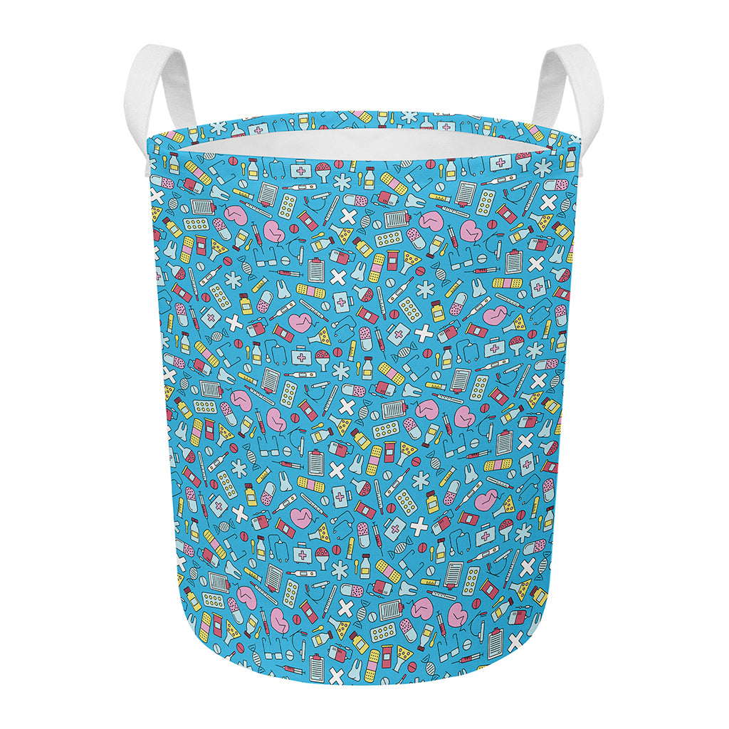 Cute Medical Pattern Print Round Laundry Basket