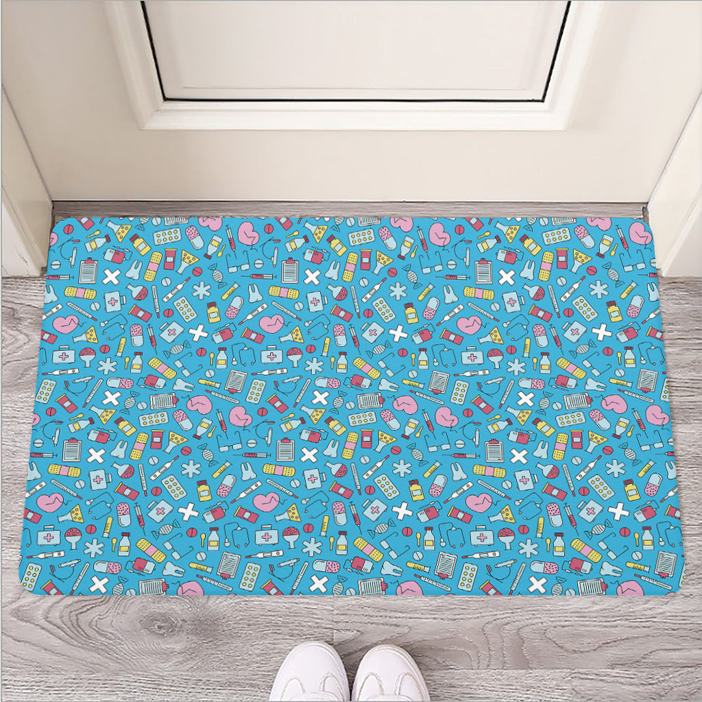Cute Medical Pattern Print Rubber Doormat
