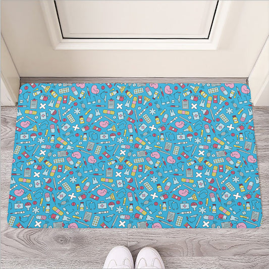 Cute Medical Pattern Print Rubber Doormat