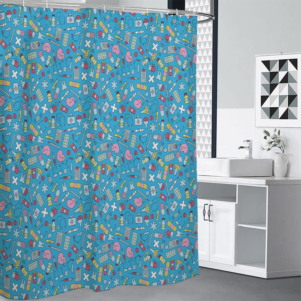 Cute Medical Pattern Print Shower Curtain