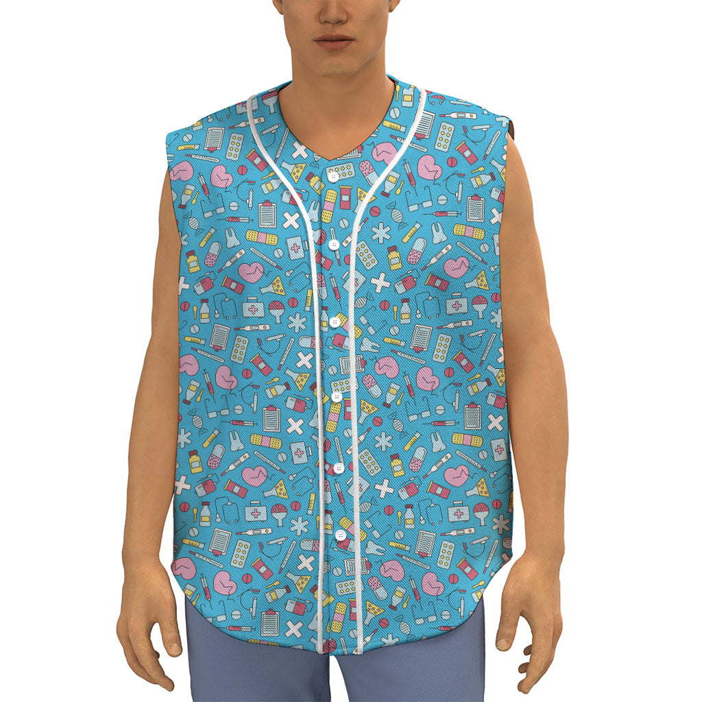 Cute Medical Pattern Print Sleeveless Baseball Jersey