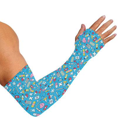 Cute Medical Pattern Print Sun Protection Arm Sleeves