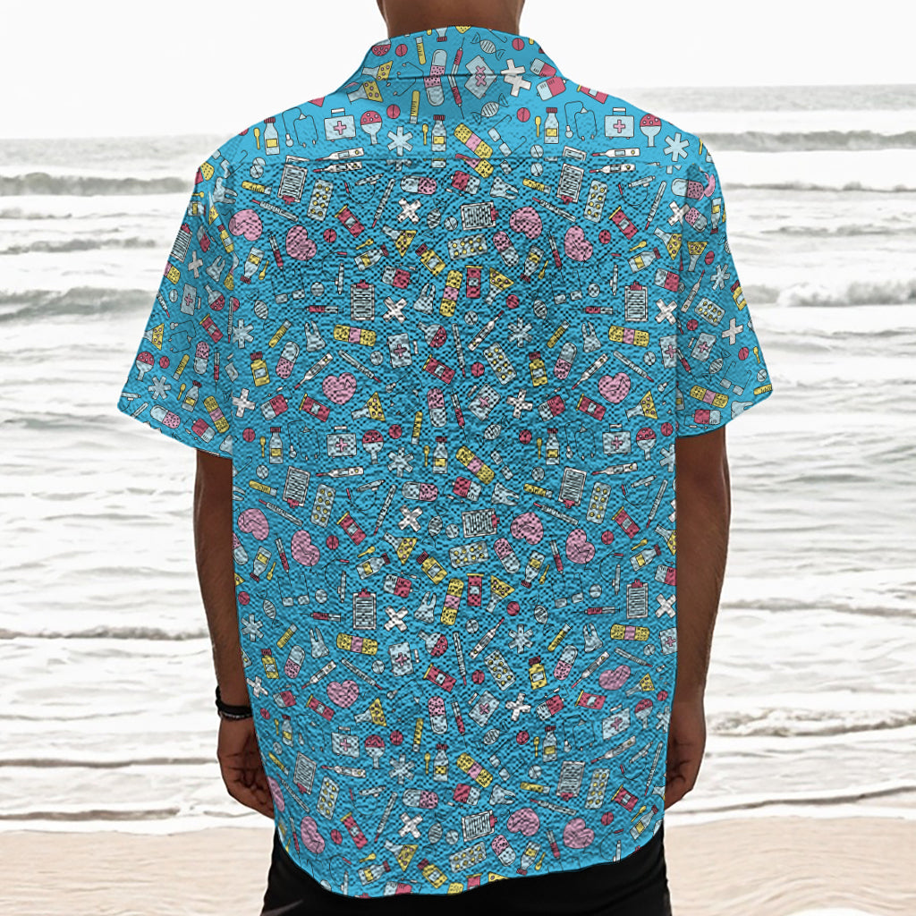 Cute Medical Pattern Print Textured Short Sleeve Shirt