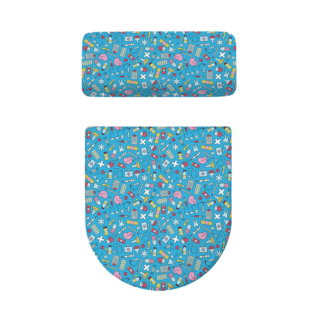 Cute Medical Pattern Print Toilet Lid And Tank Cover Set