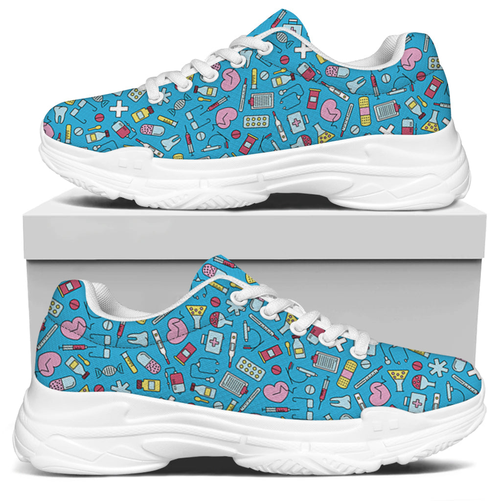 Cute Medical Pattern Print White Chunky Shoes
