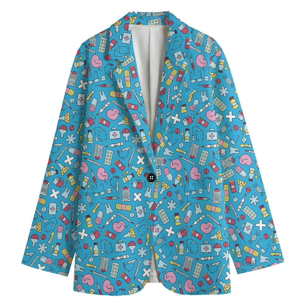 Cute Medical Pattern Print Women's Cotton Blazer