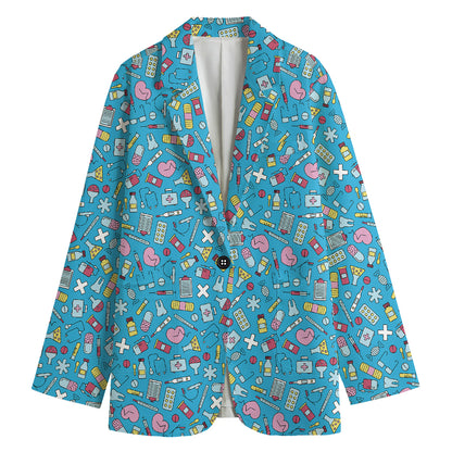 Cute Medical Pattern Print Women's Cotton Blazer