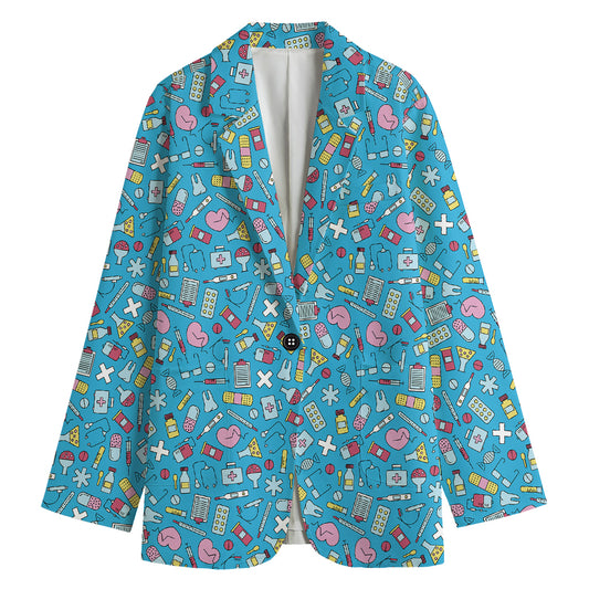 Cute Medical Pattern Print Women's Cotton Blazer