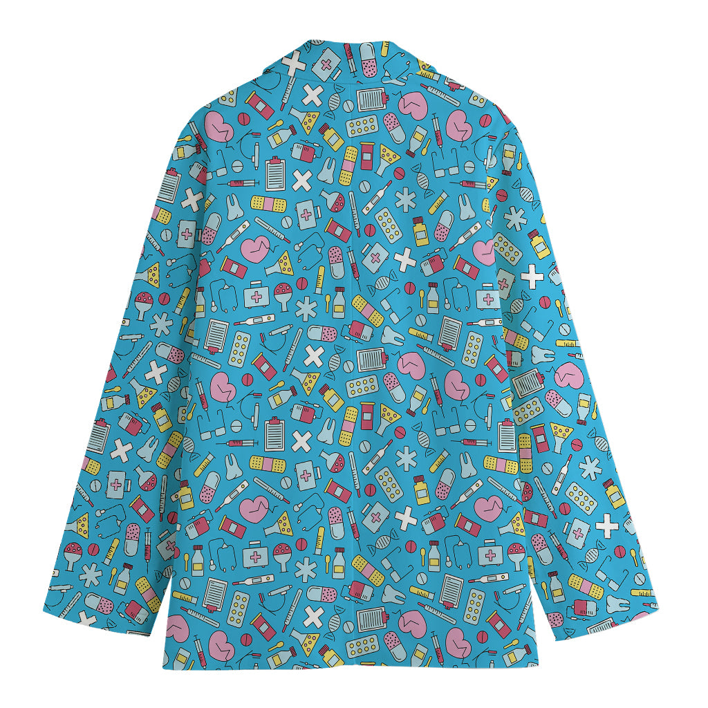 Cute Medical Pattern Print Women's Cotton Blazer