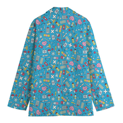 Cute Medical Pattern Print Women's Cotton Blazer