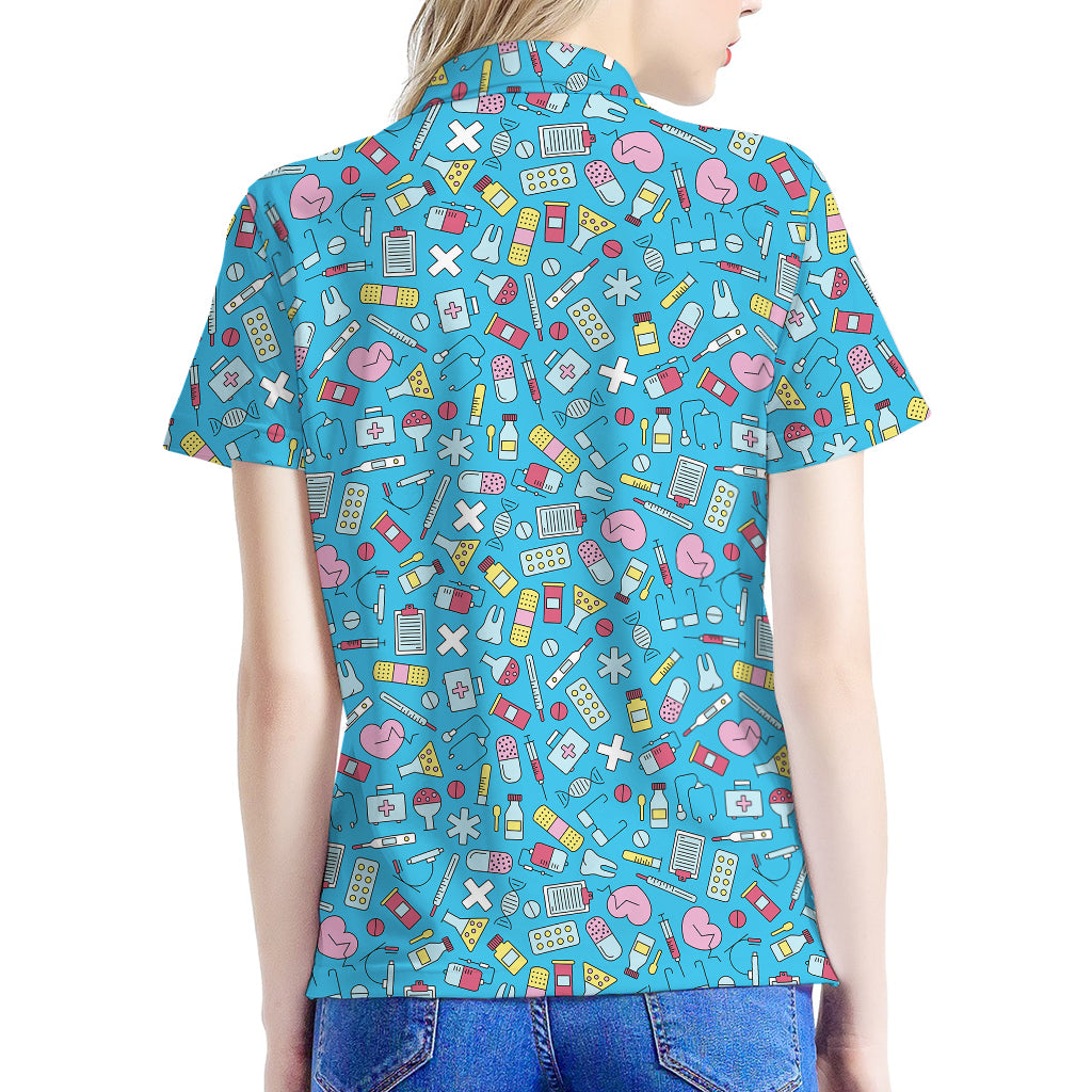 Cute Medical Pattern Print Women's Polo Shirt