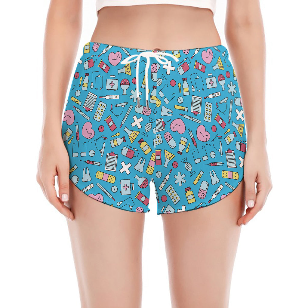 Cute Medical Pattern Print Women's Split Running Shorts