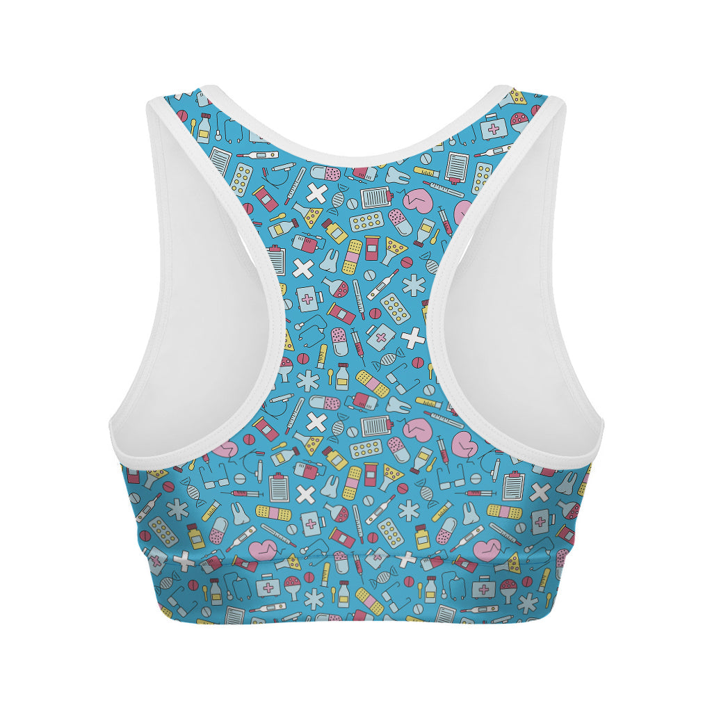 Cute Medical Pattern Print Women's Sports Bra