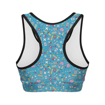 Cute Medical Pattern Print Women's Sports Bra