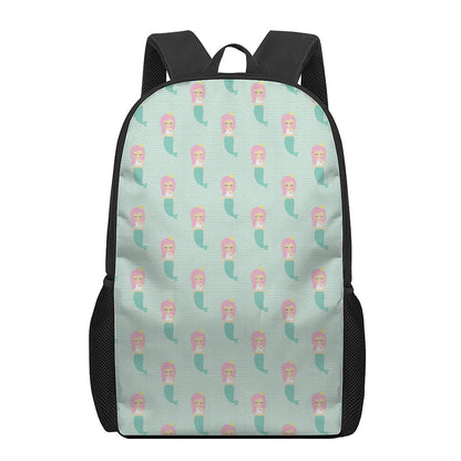 Cute Mermaid Pattern Print 17 Inch Backpack