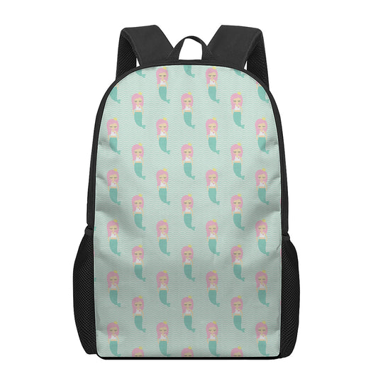Cute Mermaid Pattern Print 17 Inch Backpack