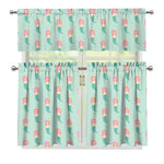 Cute Mermaid Pattern Print 3 Piece Kitchen Curtains