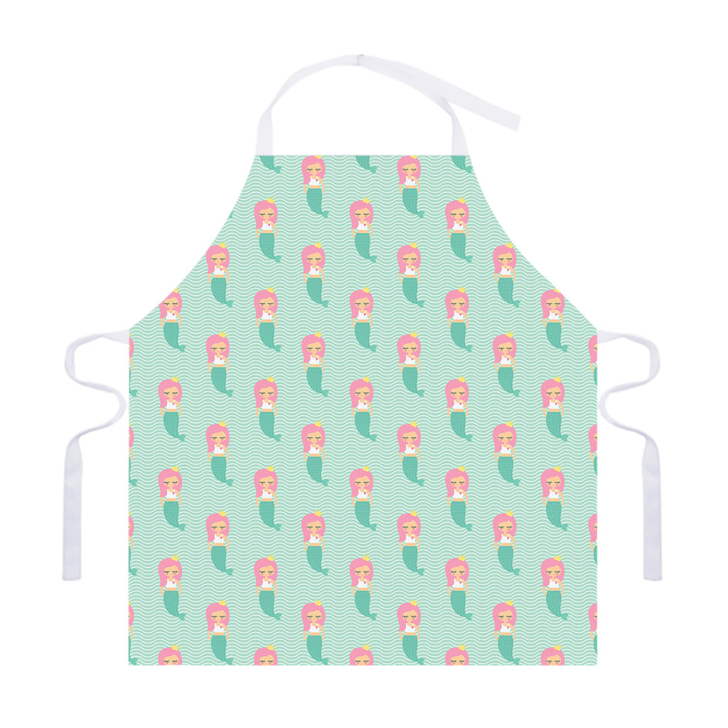 Cute Mermaid Pattern Print Adjustable Apron