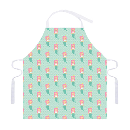 Cute Mermaid Pattern Print Adjustable Apron