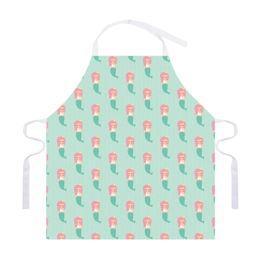 Cute Mermaid Pattern Print Adjustable Apron