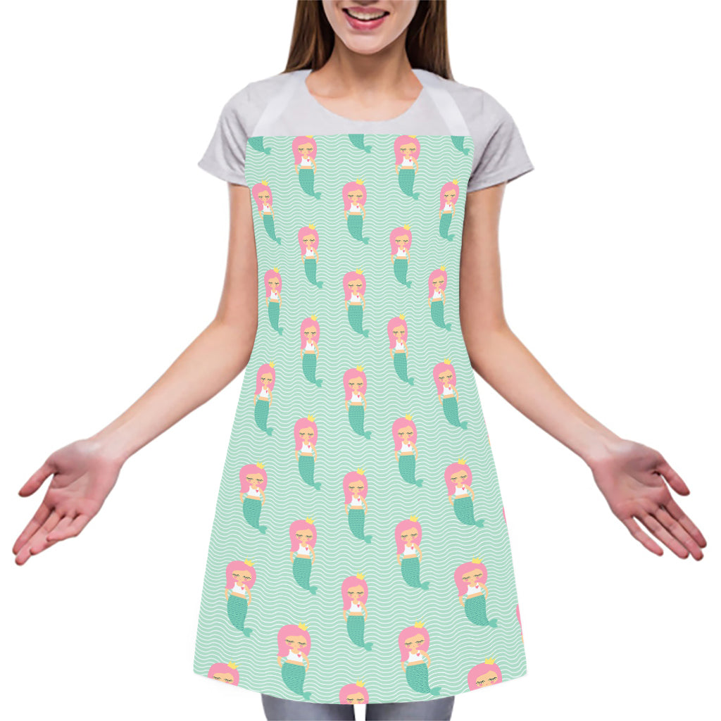 Cute Mermaid Pattern Print Adjustable Apron