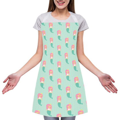 Cute Mermaid Pattern Print Adjustable Apron