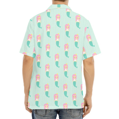 Cute Mermaid Pattern Print Aloha Shirt