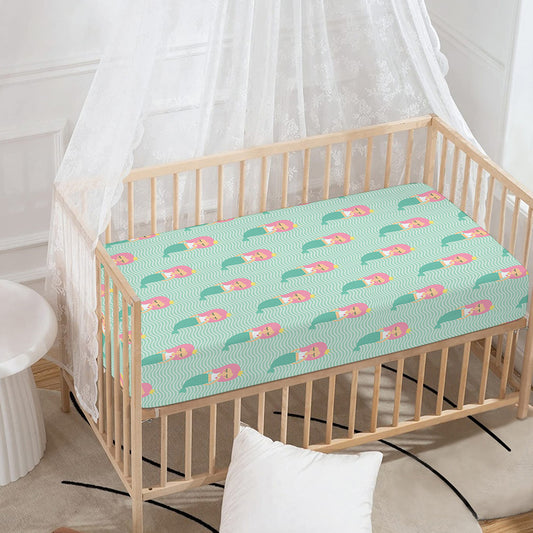 Cute Mermaid Pattern Print Baby Crib Sheet
