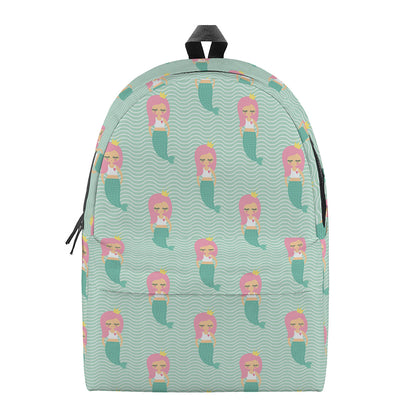 Cute Mermaid Pattern Print Backpack