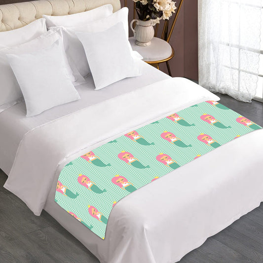 Cute Mermaid Pattern Print Bed Runner