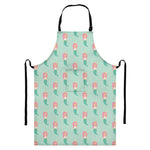 Cute Mermaid Pattern Print Bib Apron With Pocket