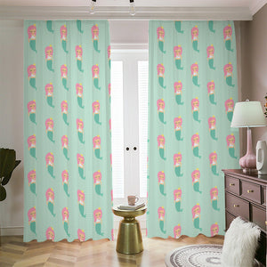 Cute Mermaid Pattern Print Blackout Pencil Pleat Curtains