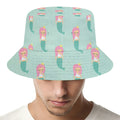 Cute Mermaid Pattern Print Bucket Hat
