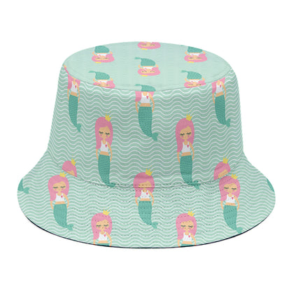 Cute Mermaid Pattern Print Bucket Hat