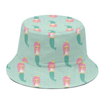 Cute Mermaid Pattern Print Bucket Hat