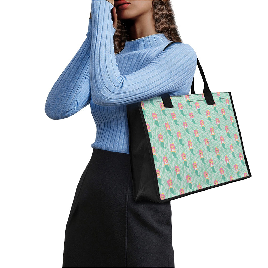 Cute Mermaid Pattern Print Canvas Tote Bag