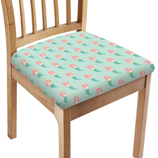 Cute Mermaid Pattern Print Chair Cushion Cover