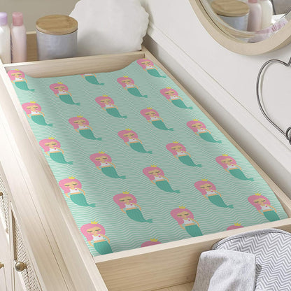 Cute Mermaid Pattern Print Changing Pad Cover