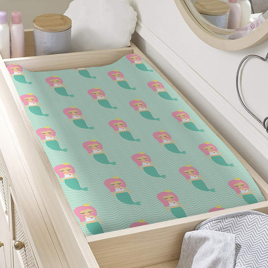 Cute Mermaid Pattern Print Changing Pad Cover