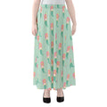 Cute Mermaid Pattern Print Chiffon Maxi Skirt