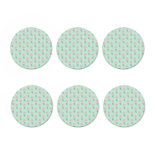 Cute Mermaid Pattern Print Coaster Set