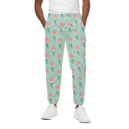 Cute Mermaid Pattern Print Cotton Pants