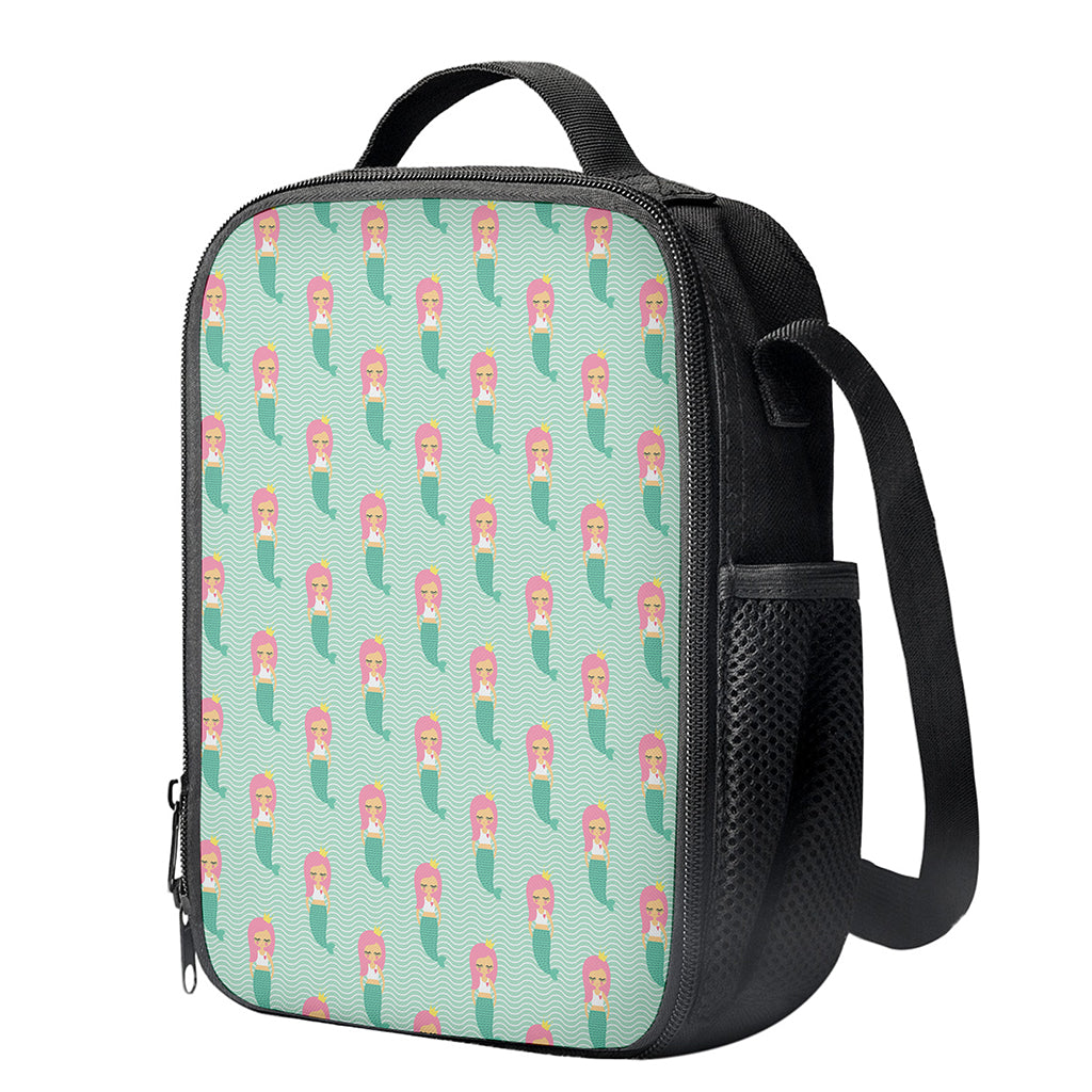 Cute Mermaid Pattern Print Crossbody Lunch Bag