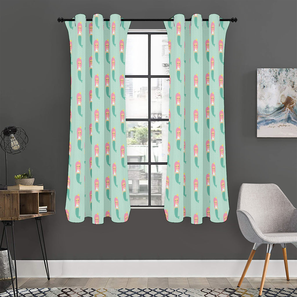 Cute Mermaid Pattern Print Curtain