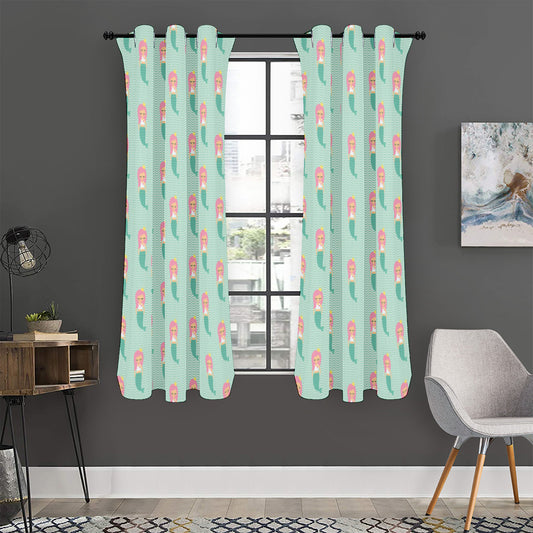 Cute Mermaid Pattern Print Curtain