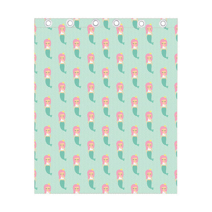 Cute Mermaid Pattern Print Curtain